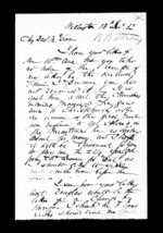 2 pages written 13 Dec 1862 by Robert Roger Strang in Wellington to Sir Donald McLean, from Family correspondence - Robert Strang (father-in-law)