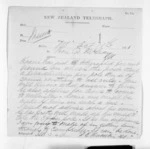 1 page written 18 Oct 1870 by Francis Edwards Hamlin to Sir Donald McLean, from Native Minister and Minister of Colonial Defence - Inward telegrams