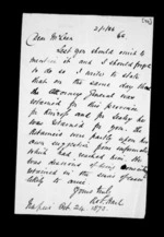 1 page written 24 Oct 1873 by Robert Hart in Napier City to Sir Donald McLean, from Inward family correspondence - Robert Hart (brother-in-law)