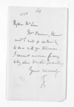 1 page written by Sir Thomas Robert Gore Browne to Sir Donald McLean, from Inward letters - Sir Thomas Gore Browne (Governor)