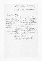 1 page written 21 May 1869 by Henry Robert Russell to Sir Donald McLean in Napier City, from Inward letters - H R Russell