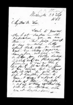 2 pages written 23 Sep 1862 by Robert Roger Strang in Wellington to Sir Donald McLean, from Family correspondence - Robert Strang (father-in-law)