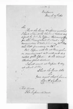 1 page written 19 Mar 1863 by Captain Charles W Rennell La Serre in Wairarapa, from Hawke's Bay.  McLean and J D Ormond, Superintendents - Letters to Superintendent