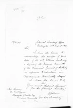 1 page written 25 Aug 1868 by William Gisborne in Wellington to Sir Donald McLean in Hawke's Bay Region, from Hawke's Bay.  McLean and J D Ormond, Superintendents - Letters to Superintendent