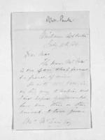 3 pages written 11 Jul 1866 by Robert Park to Sir Donald McLean, from Inward letters - Surnames, Pal - Par
