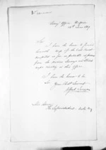 1 page written 12 Jun 1869 by Alfred Jarman to Sir Donald McLean in Hawke's Bay Region, from Inward letters - Surnames, Jar - Joh