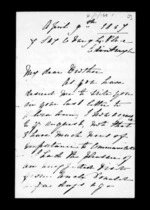 6 pages written 9 Apr 1857 by Annabella McLean in Edinburgh to Sir Donald McLean, from Inward family correspondence - Annabella McLean (sister)