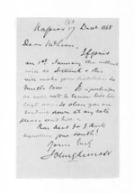 1 page written 17 Dec 1868 by John Gibson Kinross in Napier City to Sir Donald McLean, from Inward letters -  John G Kinross