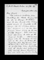 4 pages written 11 Feb 1873 by Robert Hart in Wellington City to Sir Donald McLean, from Inward family correspondence - Robert Hart (brother-in-law)