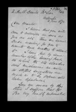 3 pages written 14 Jun 1872 by Robert Hart in Wellington City to Sir Donald McLean, from Inward family correspondence - Robert Hart (brother-in-law)