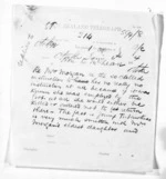 8 pages to Sir Donald McLean, from Native Minister and Minister of Colonial Defence - Inward telegrams
