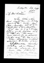 2 pages written 24 Aug 1859 by Robert Roger Strang in Wellington to Sir Donald McLean, from Family correspondence - Robert Strang (father-in-law)