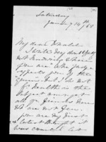 4 pages written 14 Jan 1865 by Annabella McLean to Sir Donald McLean, from Inward family correspondence - Annabella McLean (sister)