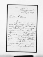 2 pages written 11 Aug 1869 by Major H F Turner to Sir Donald McLean, from Inward letters -  Surnames, Tuk - Tur