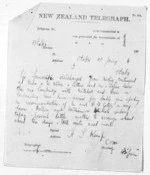 1 page written 10 Jan 1874 by Henry Tacy Kemp to Otaki, from Native Minister and Minister of Colonial Defence - Inward telegrams
