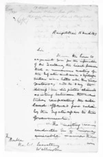 3 pages written 16 Mar 1849 by Sir Donald McLean in Rangitikei District to Wellington, from Native Land Purchase Commissioner - Papers