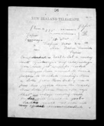 2 pages written 22 Nov 1872 by Henry Tacy Clarke in Tauranga to Sir Donald McLean in Napier City, from Native Minister - Inward telegrams