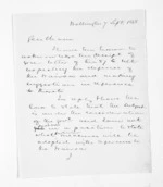 1 page written 7 Sep 1868 by an unknown author in Wellington, from Outward drafts and fragments