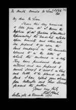 1 page written 4 Dec 1873 by Robert Hart in Wellington to Sir Donald McLean, from Inward family correspondence - Robert Hart (brother-in-law)