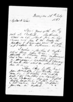 3 pages written 26 Feb 1863 by Robert Roger Strang in Wellington to Sir Donald McLean, from Family correspondence - Robert Strang (father-in-law)