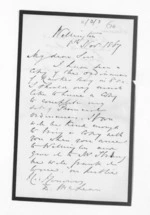 2 pages written 8 Nov 1867 by Henry Samuel Chapman in Wellington City to Sir Donald McLean, from Inward letters - Surnames, Cha - Cla