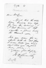 1 page written by William Douglas Carruthers to Sir Donald McLean, from Inward letters -  W D Carruthers