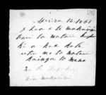 1 page written 16 Apr 1851 by Hare Nepia Hapuku to Sir Donald McLean, from Correspondence and other papers in Maori