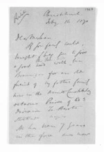 10 pages written 16 Feb 1870 by William John Warburton Hamilton in Christchurch City to Sir Donald McLean in Wellington City, from Inward letters - J W Hamilton