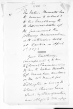 12 pages written 1 Apr 1873 by an unknown author in Kawhia, from Native Minister - Meetings with Waikato chiefs and final pacification of the King Country