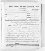 4 pages written 23 May 1876 by Sir Donald McLean in Alexandra to Dr Daniel Pollen in Wellington, from Native Minister and Minister of Colonial Defence - Outward telegrams