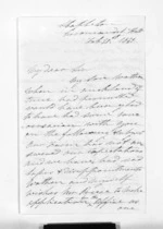 3 pages written 21 Feb 1861 by Alfred Wesley McAlaister Preece in Coromandel to Sir Donald McLean, from Inward letters - James Preece