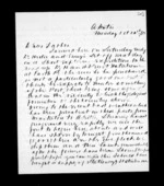 4 pages written 20 Oct 1875 by Sir Robert Donald Douglas Maclean in Awhitu to Sir Donald McLean, from Inward family correspondence - Douglas Maclean (son)