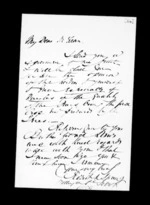 1 page written 1 Feb 1859 by Robert Roger Strang to Sir Donald McLean, from Family correspondence - Robert Strang (father-in-law)