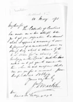 1 page written 20 May 1871 by J Mackelin in Auckland City to Sir Donald McLean, from Inward letters - Surnames, MacKa - Macke