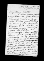 5 pages written 6 Jun 1876 by Sir Robert Donald Douglas Maclean in Wellington to Sir Donald McLean, from Inward family correspondence - Douglas Maclean (son)