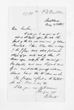 1 page written 23 May 1865 by Francis Dart Fenton in Auckland Region to Sir Donald McLean, from Inward letters - F D Fenton