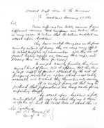 3 pages written 23 Jan 1861 by Sir Donald McLean in Auckland Region to Sir Thomas Robert Gore Browne, from Secretary, Native Department -  War in Taranaki and Waikato and King Movement