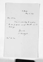 1 page written 16 May 1871 by Sir James Prendergast to Sir William Fox, from Inward letters - Surnames, Pre - Pri