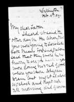 3 pages written 5 Feb 1871 by Sir Robert Donald Douglas Maclean in Wellington to Sir Donald McLean, from Inward family correspondence - Douglas Maclean (son)