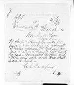 1 page written 13 Mar 1872 by George Sisson Cooper in Wellington to Sir Donald McLean in Dunedin City, from Native Minister and Minister of Colonial Defence - Inward telegrams