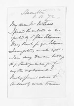 3 pages written 8 Nov 1872 by Colonel William Charles Lyon in Hamilton City to Sir Donald McLean, from Inward letters -  W C Lyon