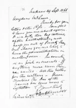 1 page written 29 Sep 1866 by John Gibson Kinross in Napier City to Sir Donald McLean, from Inward letters -  John G Kinross