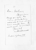 1 page written 27 May 1868 by John Gibson Kinross in Napier City to Sir Donald McLean, from Inward letters -  John G Kinross