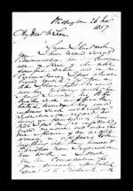 4 pages written 26 Nov 1857 by Robert Roger Strang in Wellington to Sir Donald McLean, from Family correspondence - Robert Strang (father-in-law)