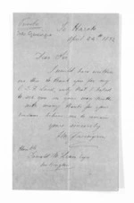1 page written 24 Apr 1872 by Frederick John William Gascoigne to Sir Donald McLean in Wellington, from Inward letters - Surnames, Gascoyne/Gascoigne