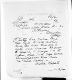 1 page written 11 Mar 1872 by an unknown author in Napier City to Sir Donald McLean in Dunedin City, from Native Minister and Minister of Colonial Defence - Inward telegrams