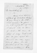 2 pages written 25 Jul 1865 by N W Castle in Auckland City to Sir Donald McLean, from Inward letters - Surnames, Car - Cha
