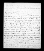 4 pages written 24 Sep 1850 by Sir Donald McLean in Manawatu District to Susan Douglas McLean, from Inward and outward family correspondence - Susan McLean (wife)
