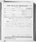 1 page written 31 May 1876 by Sir Donald McLean in Cambridge to Alfred Cox in Mercer, from Native Minister and Minister of Colonial Defence - Outward telegrams