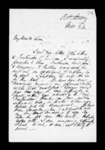 2 pages written 14 Mar 1862 by Robert Roger Strang to Sir Donald McLean, from Family correspondence - Robert Strang (father-in-law)